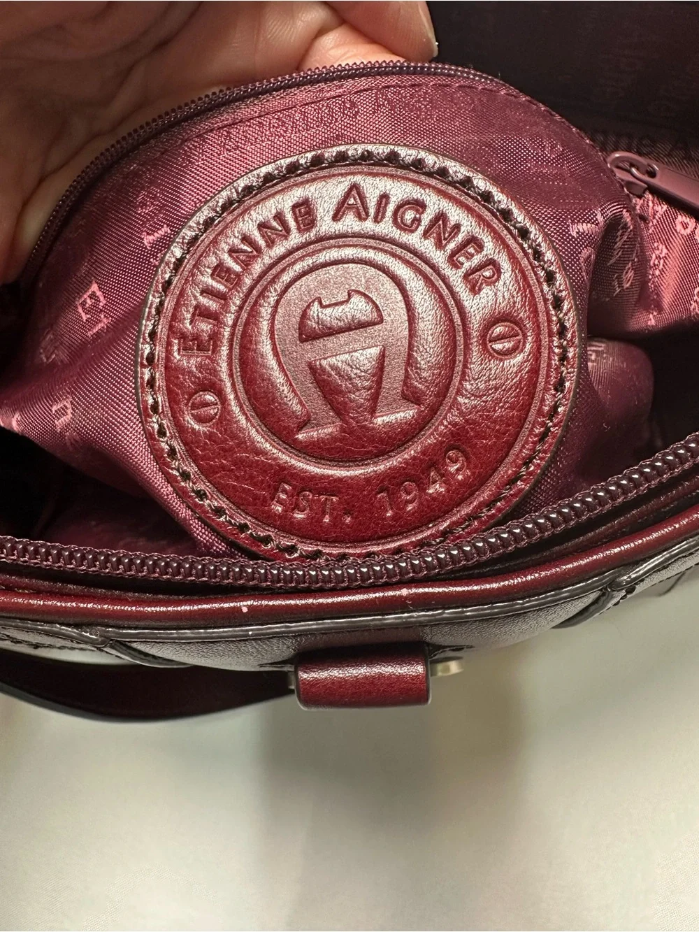 Etienne Aigner Oxblood Red Leather Shoulder Bag with Gold Hardware